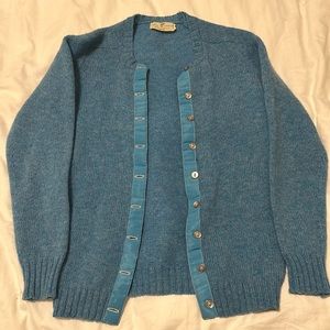 vintage 1960s turquoise button up cardigan